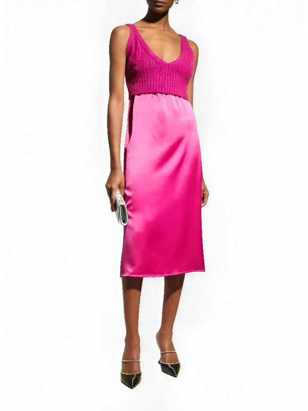 NWOT Pinko Satin Dress with a Knit Bodice